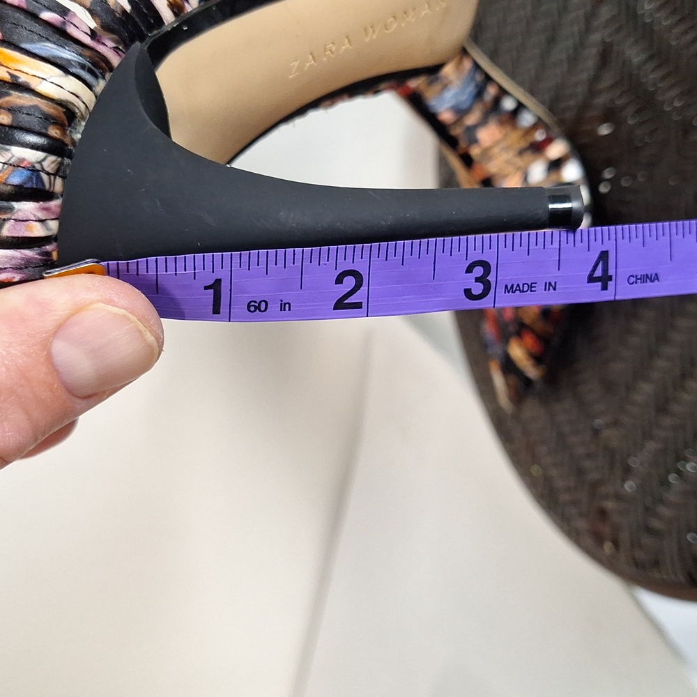 Zara Strappy Multicolor Court Heels Sz 37 6.5 - Picture 8 of 11